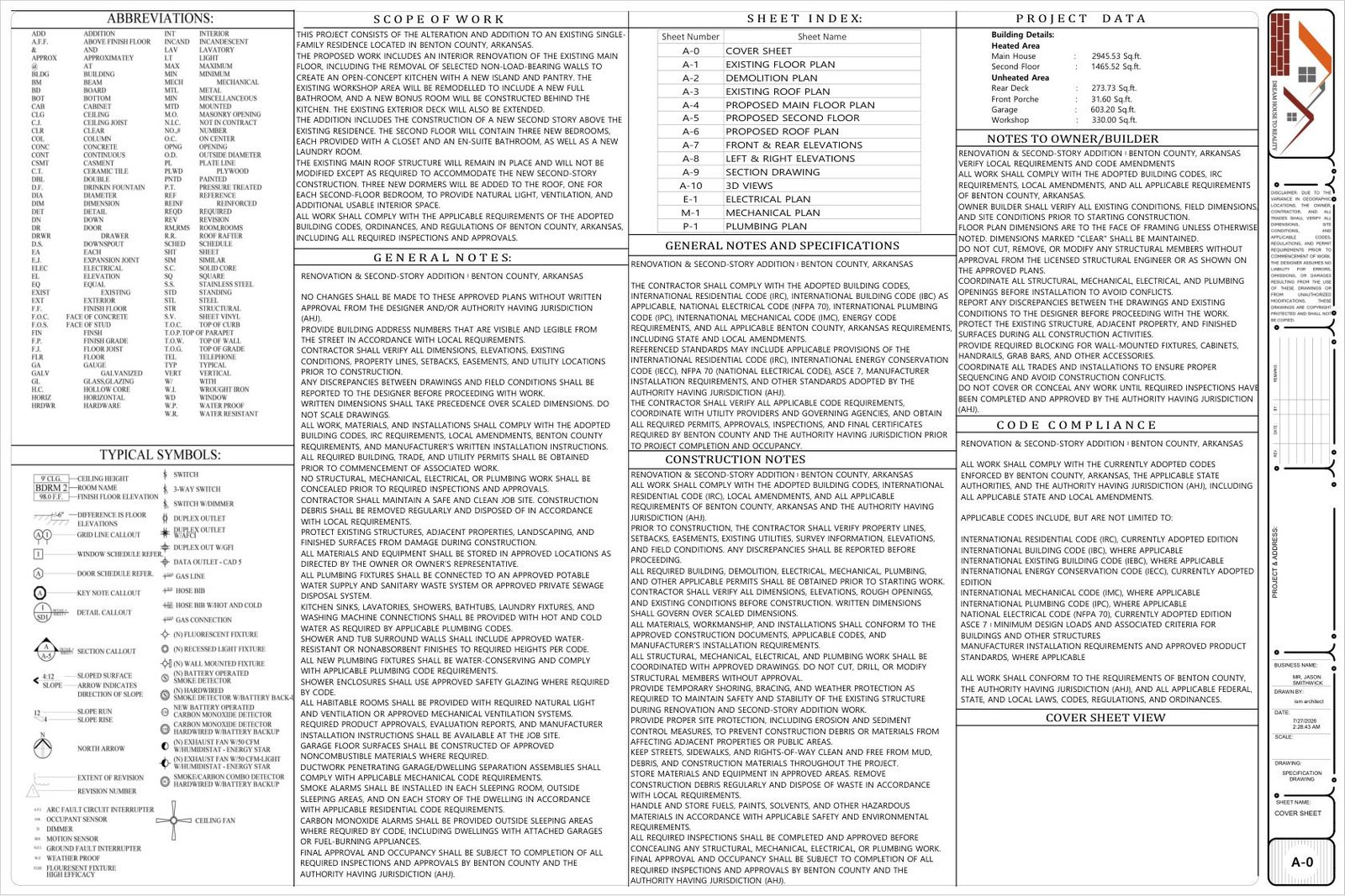Project cover sheet