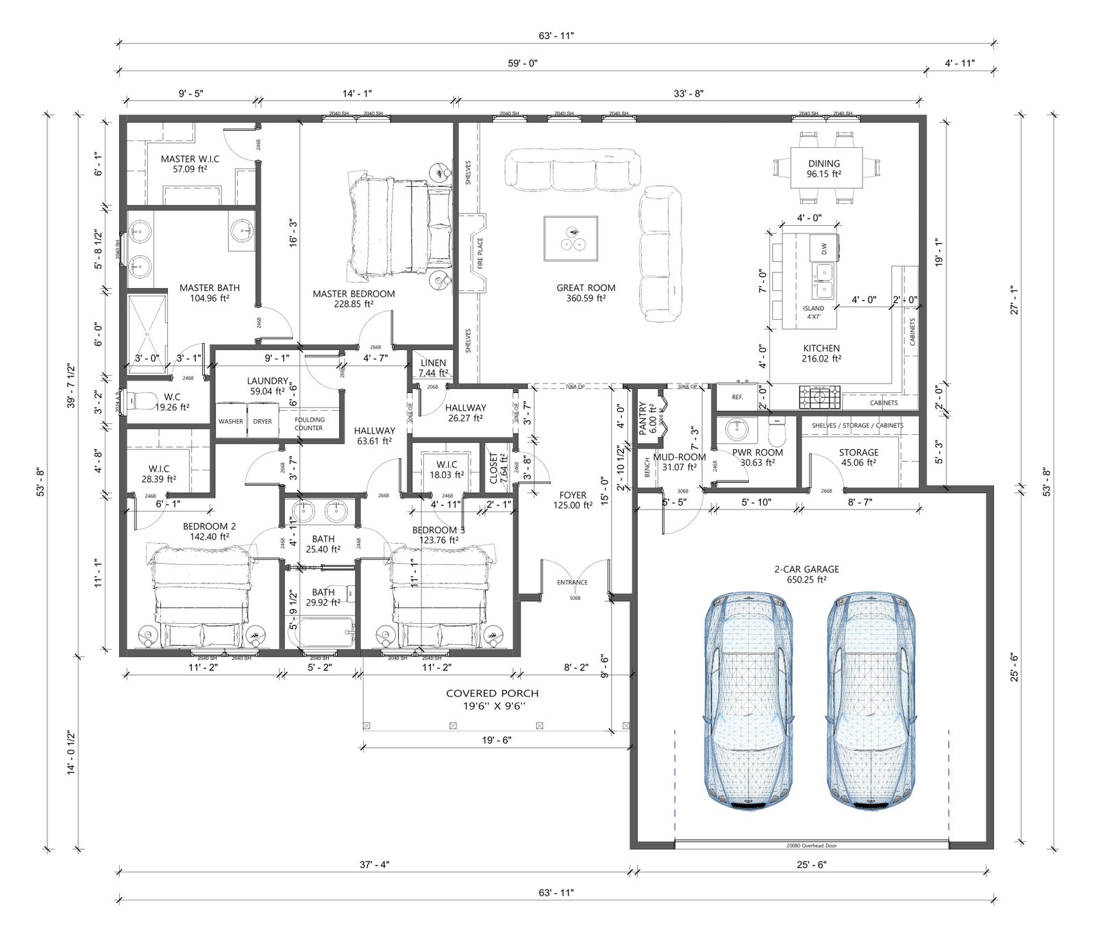 Developed residential floor plan