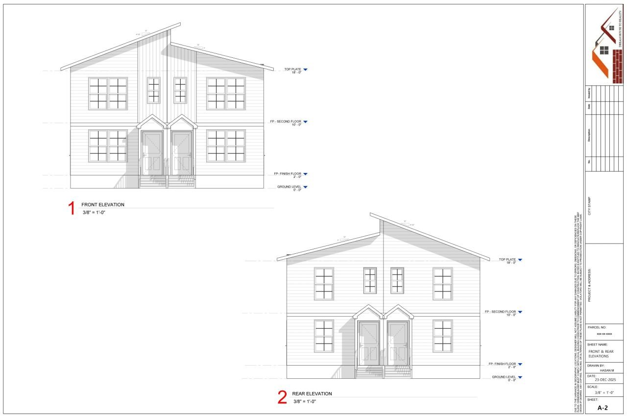 Front and rear elevations