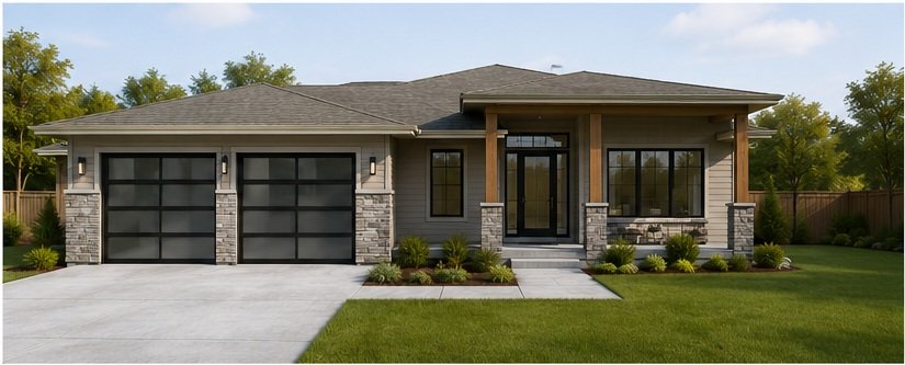 Modern walkout residence exterior render