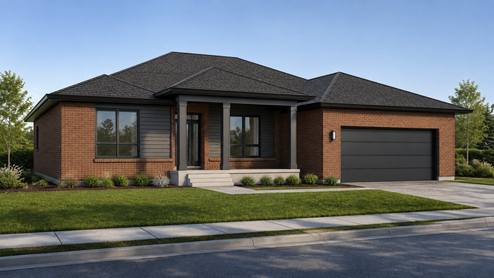 Modern ranch residence exterior render